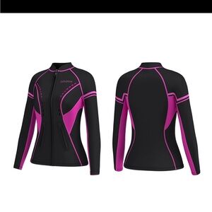 ••NWOT GOLDFIN Women’s Stylish Pink Black Wetsuit Jacket Dive In Style Size 2XL